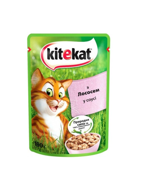 Вологий корм Kitekat для котів з лососем у соусі 28*85 г
