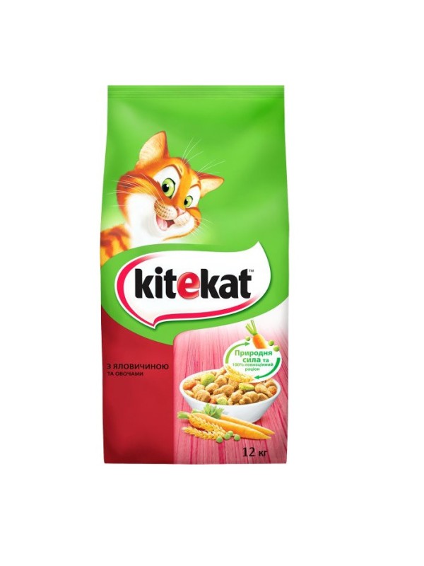 Kitekat для котів з яловичиною та овочами 12 кг