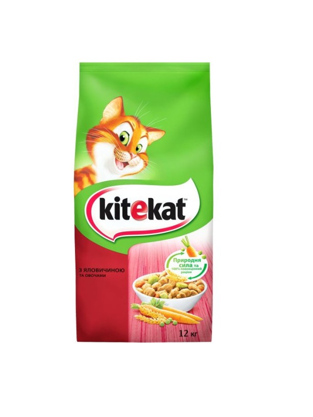 Kitekat для кошек с говядиной и овощами 12 кг
