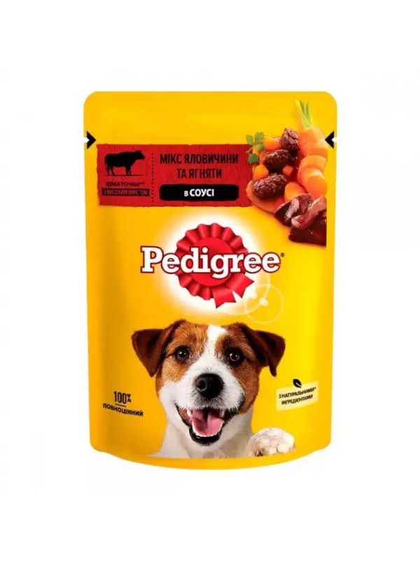 Pedigree Сhicken пауч для собак з яловичиною та ягням у соусі 24*100 г