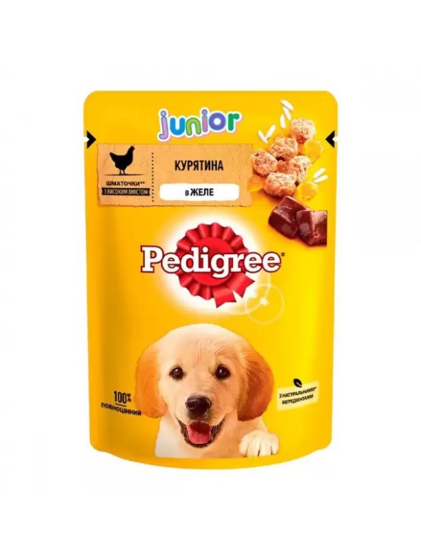 Pedigree junior Сhicken пауч для щенков с курицей в желе 24*100 г