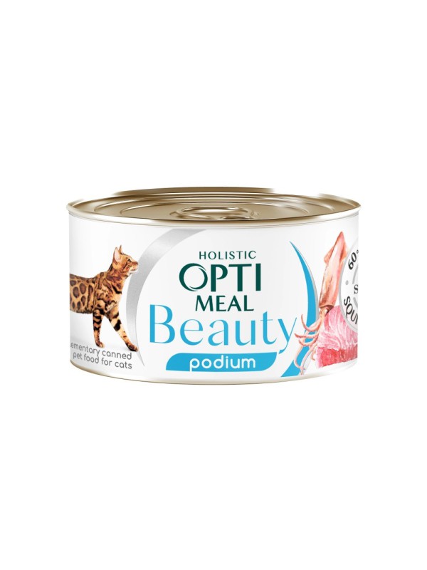 Optimeal Cats Beauty Podium Полосатый тунец в соусе с кольцами кальмаров 70г