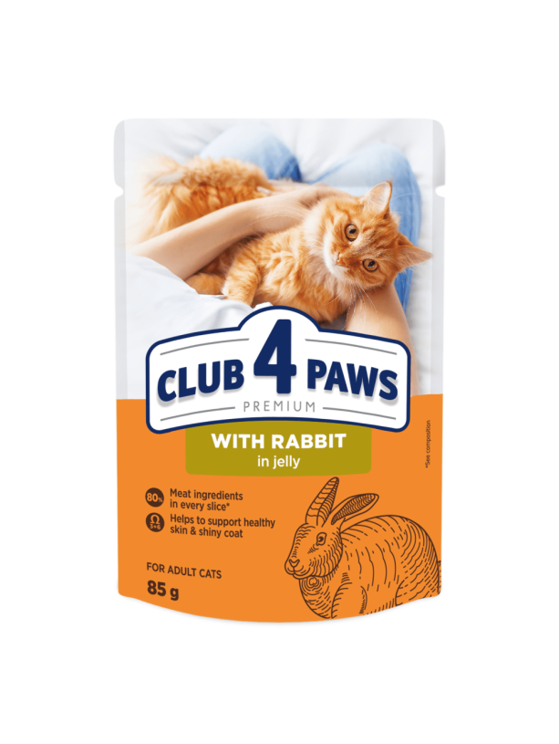 Клуб 4 Лапы Premium Rabbit 24х85 г влажный корм с кроликом в желе для кошек