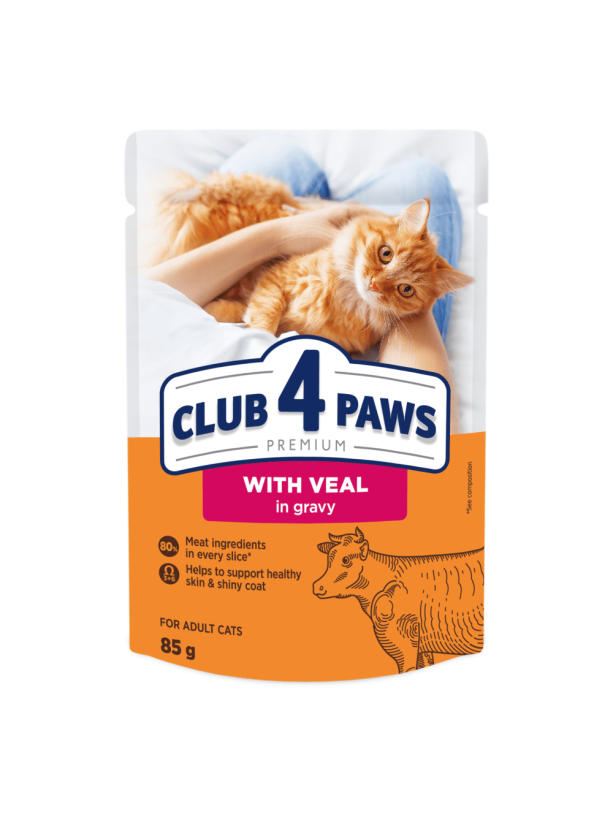 Клуб 4 Лапы Premium Veal с телятиной в соусе для кошек 24х85 г
