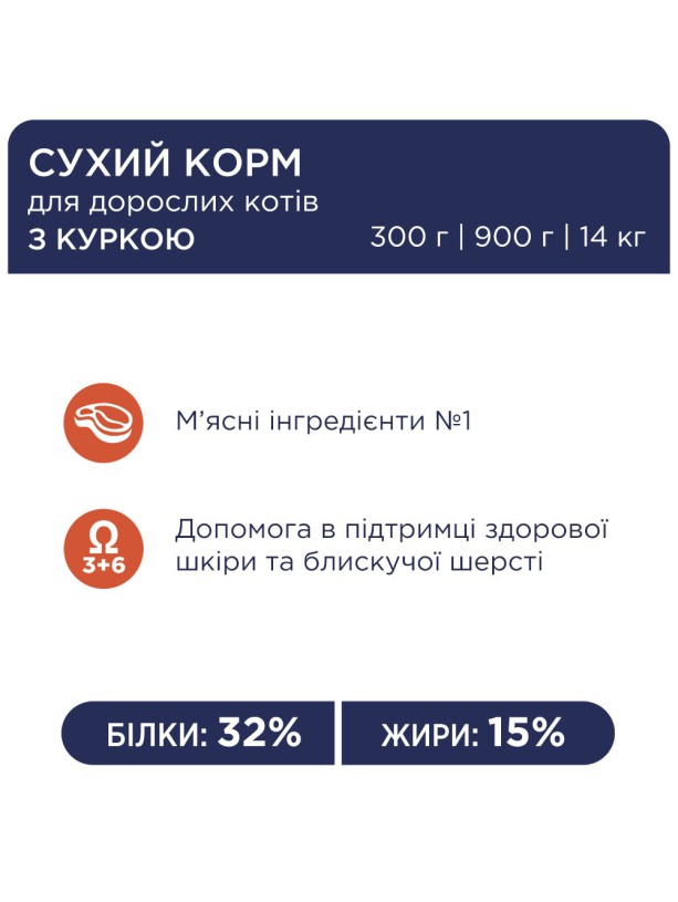 Клуб 4 Лапы Premium Chicken для кошек с курицей 900 г