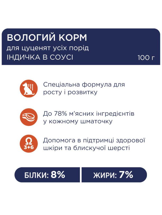 Клуб 4 Лапы Premium Puppies Turkey с индейкой в соусе для щенков 24х100 г