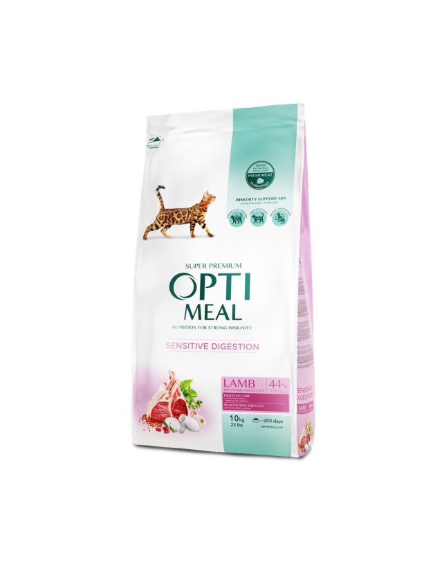 Optimeal Lamb Sensitive для кошек с чувствительным пищеварением, с ягненком 10 кг