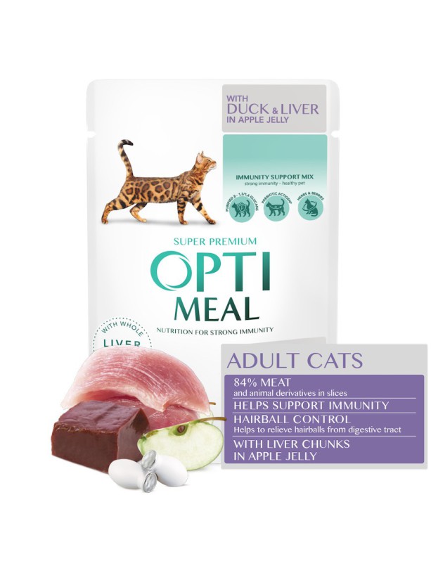 Optimeal Hairball Control Duck Liver для кошек с уткой 12х85 г