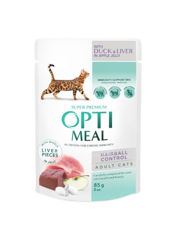 Optimeal Cats Hairball Control Duck Liver 85 г влажный корм для кошек с уткой