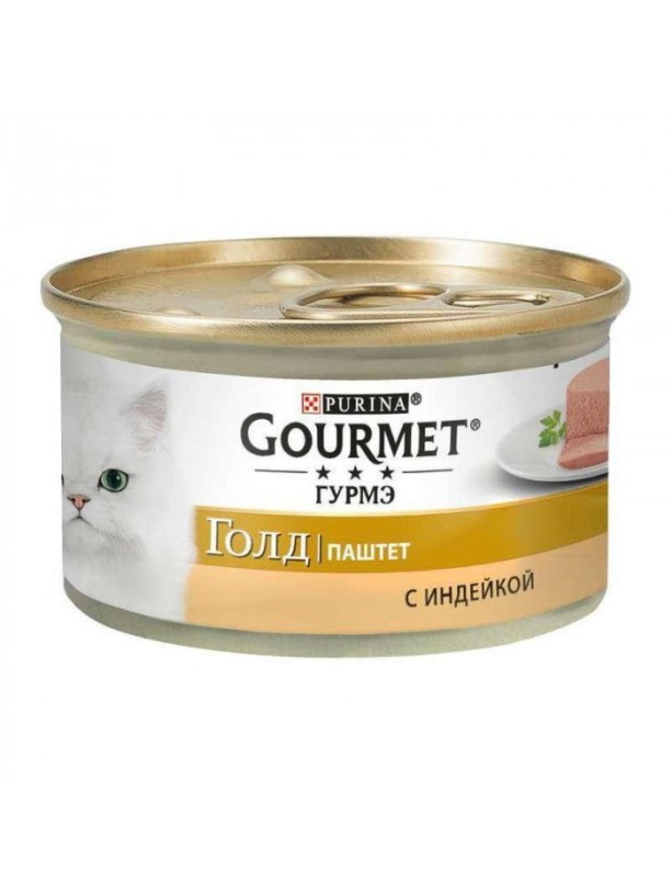 Gourmet Gold 24x85 г влажный для кошек паштет с индейкой