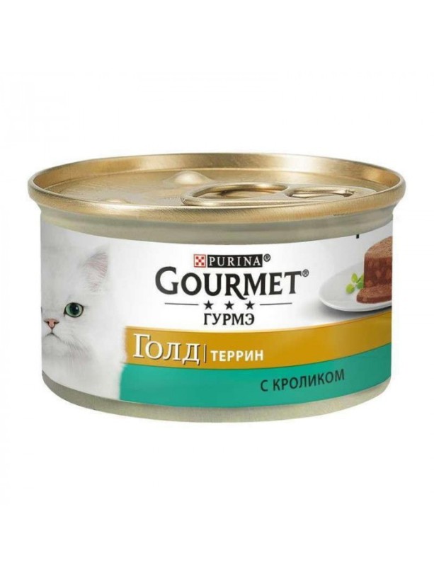 Gourmet Gold 24x85 г вологий корм для котів з кроликом, шматочки в паштеті