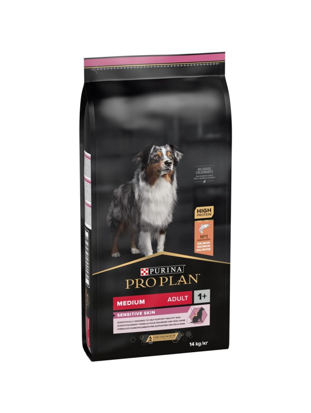 Purina Pro Plan Dog Adult Medium Sensitive Skin Salmon 14 кг сухой корм для собак средних пород с лососем