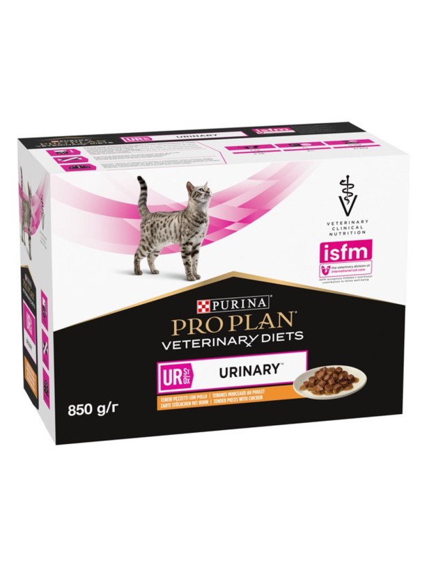 Purina Veterinary Diets UR Urinary Feline 10х80 г влажный корм для кошек с курицей при мочекаменной болезни