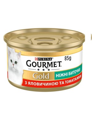 Gourmet Gold 24х85 г влажный корм Нежные биточки для кошек с говядиной и томатами