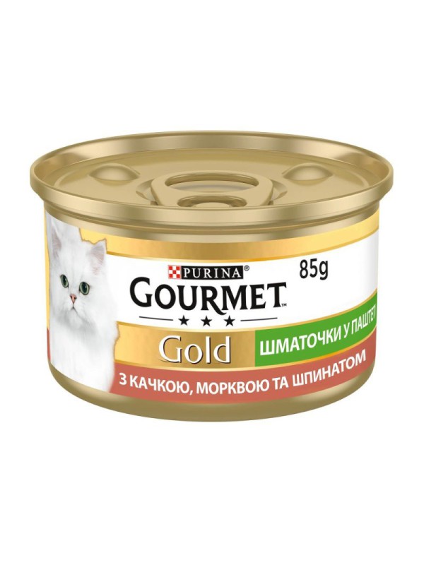 Gourmet Gold 24x85 г влажный корм для кошек паштет с уткой, морковью и шпинатом