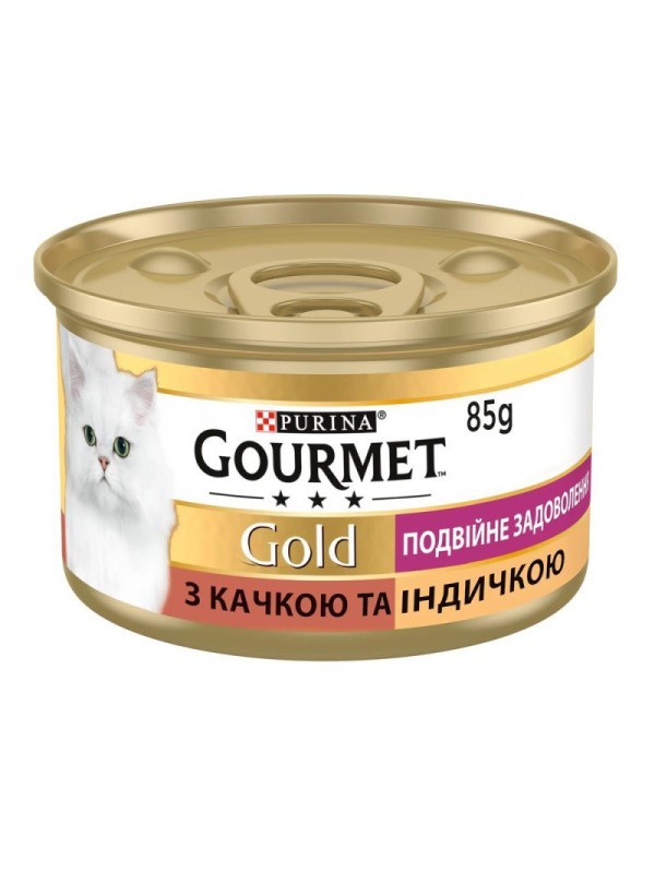 Gourmet Gold 24x85 г влажный корм для кошек с уткой и индейкой, кусочки в подливе