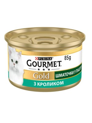 Gourmet Gold 24x85 г вологий корм для котів з кроликом, шматочки в паштеті