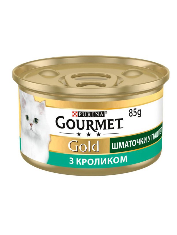 Gourmet Gold 24x85 г вологий корм для котів Шматочки в паштеті з кроликом