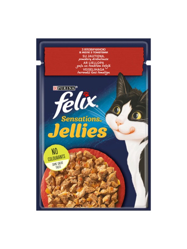 Felix Sensations 26*85 г вологий корм для котів з яловичиною та томатами