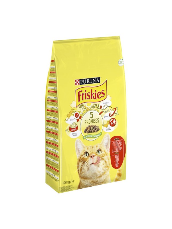 Purina Friskies Beef 10 кг сухой корм для кошек с говядиной, курицей и овощами