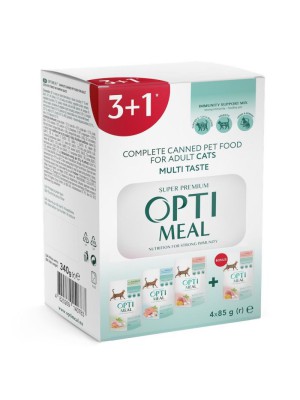 Optimeal Adult Cats Multi Taste №4 вологий корм для котів 85 г набір (3+1) 340 г