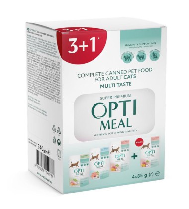 Optimeal Adult Cats Multi Taste №4 вологий корм для котів 85 г набір (3+1) 340 г