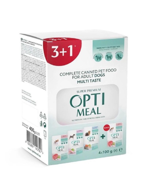 Optimeal Adult Dogs Multi Taste №5 вологий корм для собак 100 г набір (3+1) 400 г