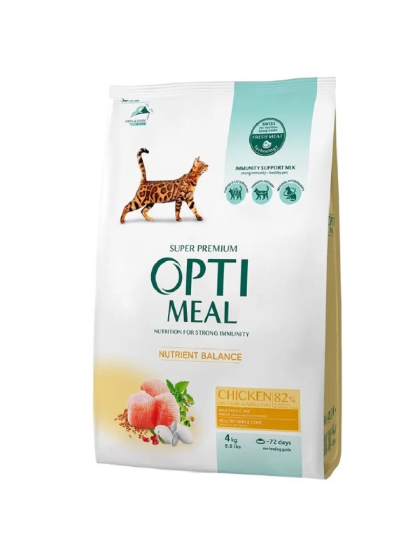 Optimeal Cat Chicken 4 кг сухой корм для кошек с мясом курицы