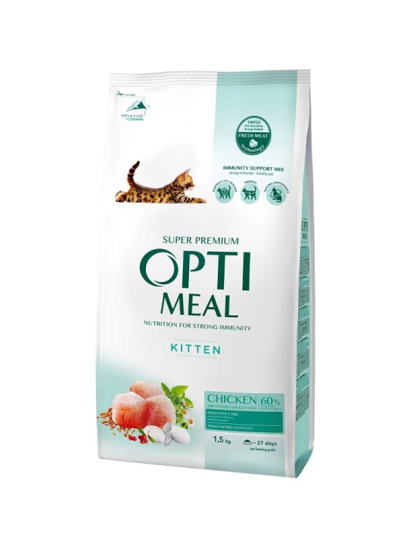 Optimeal Kittens Chicken 1.5 кг сухий корм для кошенят з куркою