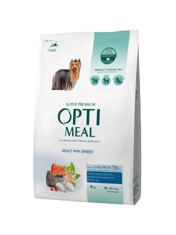 Optimeal Mini Adult Salmon 4 кг сухой корм для собак миниатюрных пород с лососем