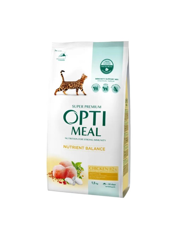Optimeal Cat Chicken 1.5 кг сухой корм для кошек с мясом курицы