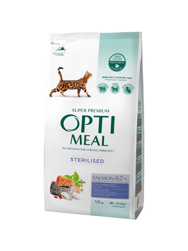 Optimeal Cat Adult Sterilised Salmon  700 г сухий корм для стерилізованих котів з лососем
