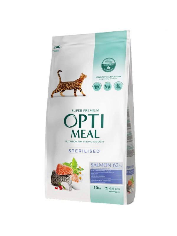 Optimeal Cat Adult Sterilised Salmon 10 кг сухий корм для стерилізованих котів з лососем