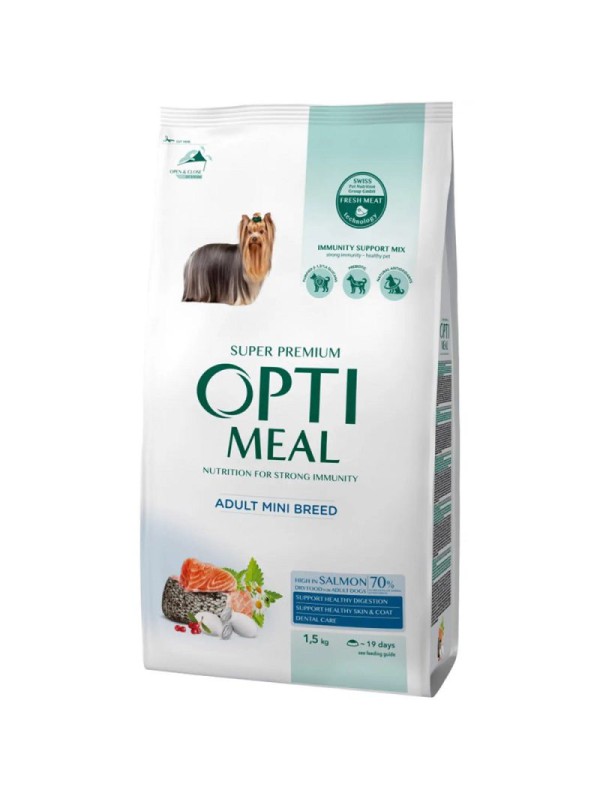 Optimeal Mini Adult Salmon 1.5 кг сухий корм для собак мініатюрних порід з лососем