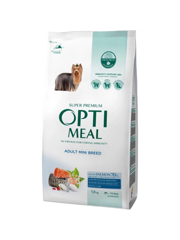 Optimeal Mini Adult Salmon 1.5 кг сухой корм для собак миниатюрных пород с лососем