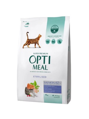 Optimeal Cat Adult Sterilised Salmon 4 кг сухой корм для стерилизованных кошек с лососем