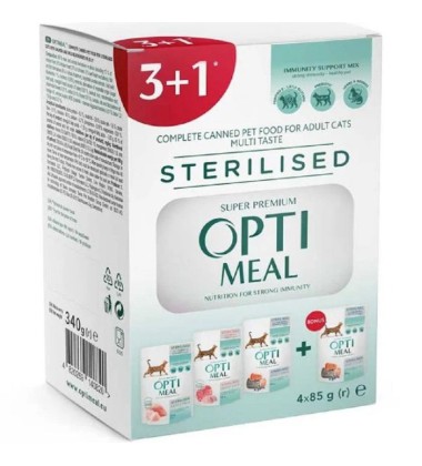 Optimeal Cat Sterilised №6 вологий корм для стерилізованих котів 85 г набір (3+1) 340 г