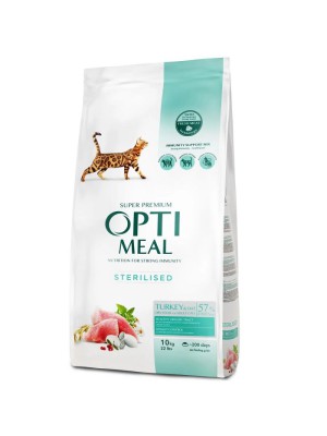 Optimeal Cat Sterilised Turkey 10 кг сухой корм для стерилизованных кошек с индейкой
