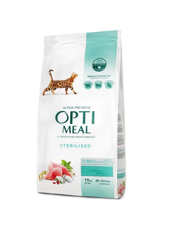 Optimeal Cat Sterilised Turkey 10 кг сухий корм для стерилізованих котів з індичкою