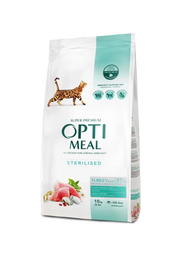 Optimeal Cat Sterilised Turkey 10 кг сухой корм для стерилизованных кошек с индейкой