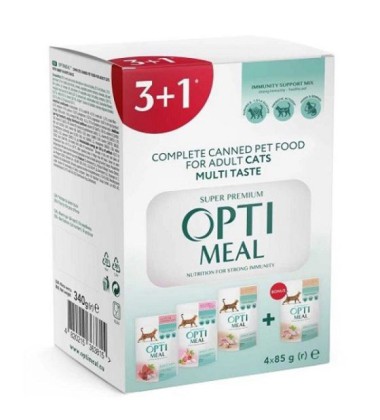 Optimeal Adult Cats Multi Taste №3 вологий корм для котів 85 г набір (3+1) 340 г