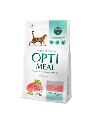 Optimeal Sterilised Beef Sorghum 700 г сухой корм для стерилизованных кошек с говядиной