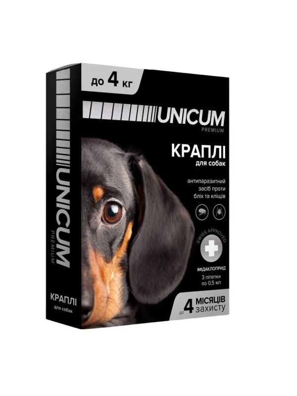 Краплі Unicum Рremium від бліх і кліщів для собак 0-4 кг (1піп)