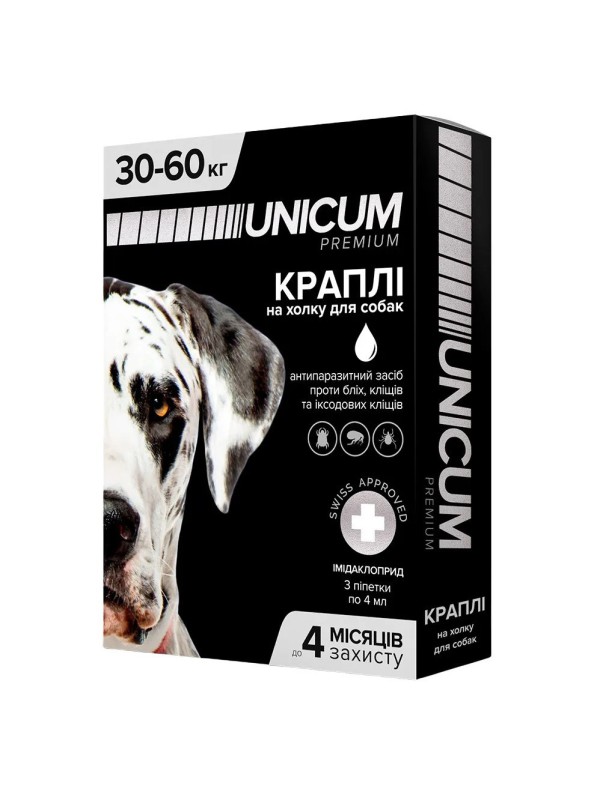 Краплі Unicum Рremium від бліх і кліщів для собак 30-60 кг (1піп)