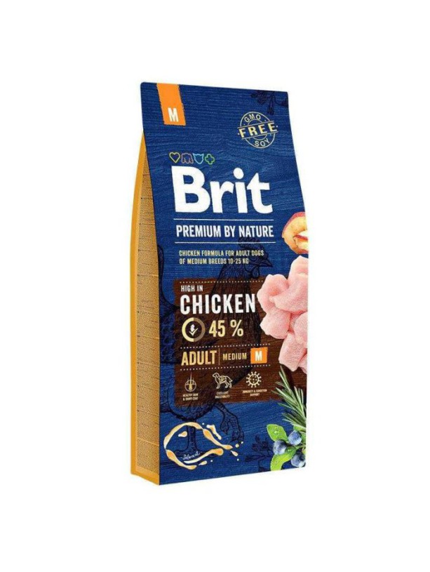 Brit Premium Adult Medium M 8 кг сухой корм для собак средних пород c курицей