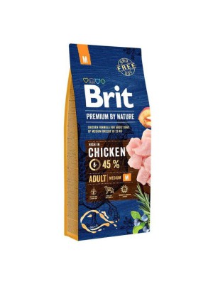 Brit Premium Dog Adult Medium M 15 кг сухой корм для собак средних пород с курицей