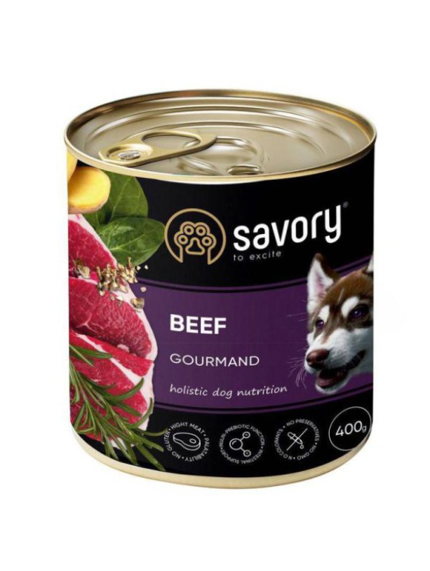 Savory Dog Gourmand Beef для собак с говядиной 400 г