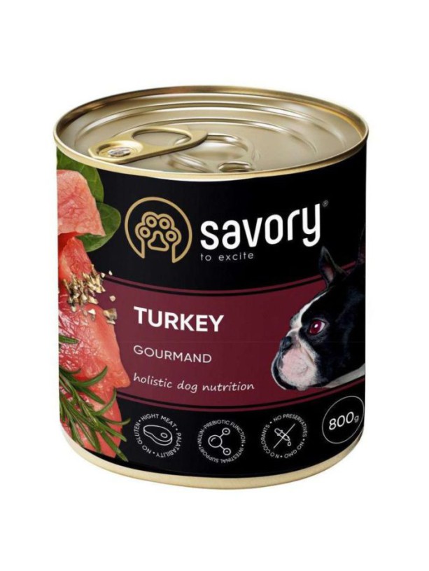 Savory Dog Gourmand Turkey для собак с индейкой 800 г