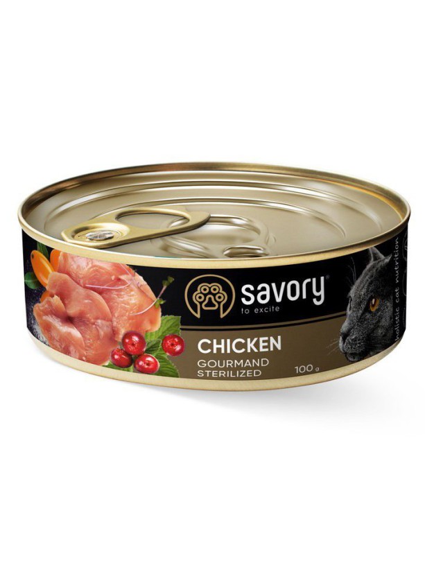 Savory Sterilised Chicken для стерилизованных кошек с курицей 100 г