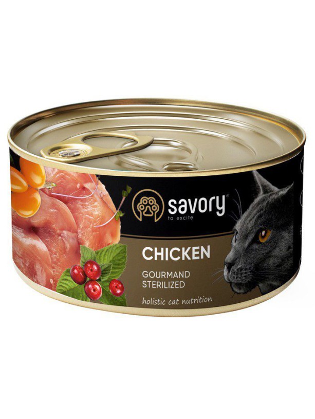 Savory Sterilised Chicken для стерилизованных кошек с курицей 200 г